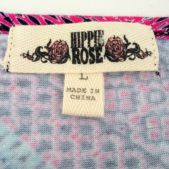 Hippie Rose Women's Short Sleeve Top Chevron Print Laced Bottom Shirt Size Large - Picture 7 of 7